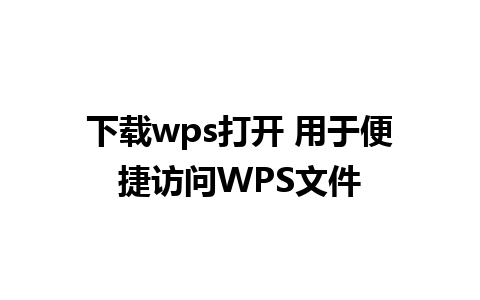 下载wps打开 用于便捷访问WPS文件