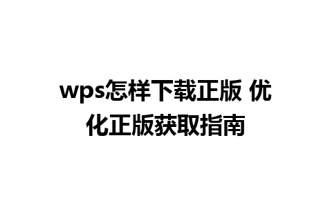 wps怎样下载正版 优化正版获取指南