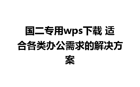 国二专用wps下载 适合各类办公需求的解决方案