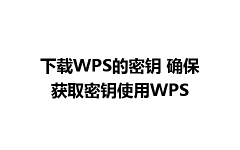 下载WPS的密钥 确保获取密钥使用WPS