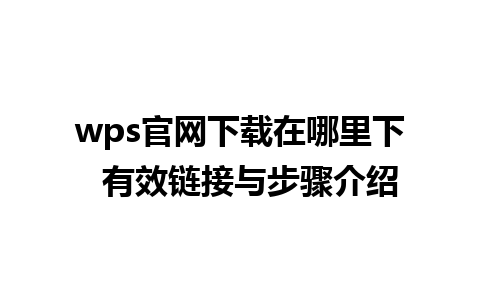 wps官网下载在哪里下  有效链接与步骤介绍