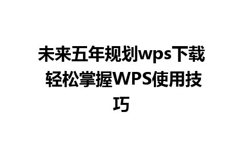 未来五年规划wps下载 轻松掌握WPS使用技巧