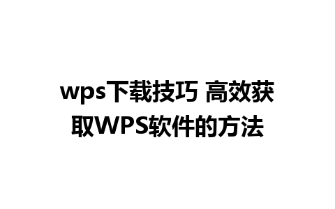 wps下载技巧 高效获取WPS软件的方法