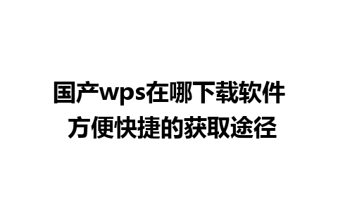 国产wps在哪下载软件 方便快捷的获取途径