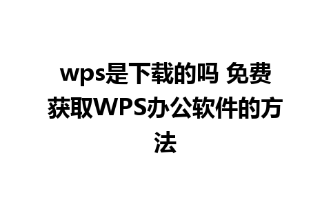 wps是下载的吗 免费获取WPS办公软件的方法