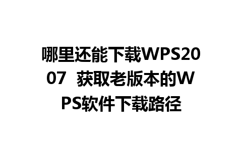 哪里还能下载WPS2007  获取老版本的WPS软件下载路径