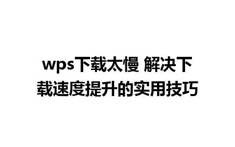 wps下载太慢 解决下载速度提升的实用技巧