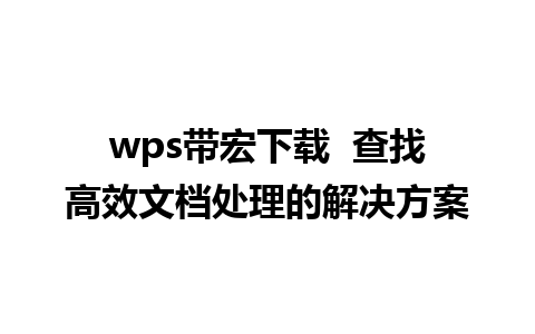 wps带宏下载  查找高效文档处理的解决方案