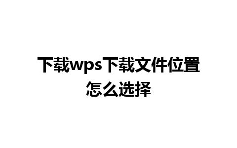 下载wps下载文件位置怎么选择