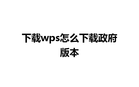 下载wps怎么下载政府版本