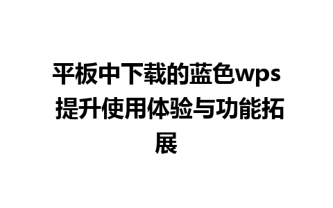 平板中下载的蓝色wps 提升使用体验与功能拓展