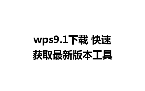 wps9.1下载 快速获取最新版本工具