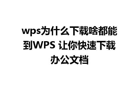 wps为什么下载啥都能到WPS 让你快速下载办公文档