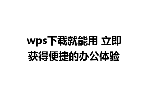 wps下载就能用 立即获得便捷的办公体验