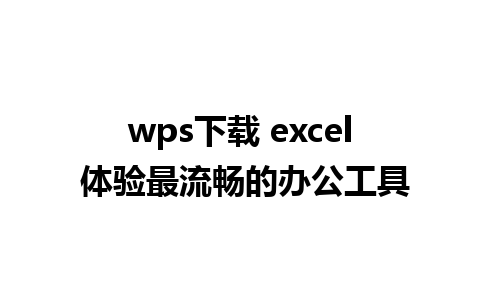 wps下载 excel 体验最流畅的办公工具