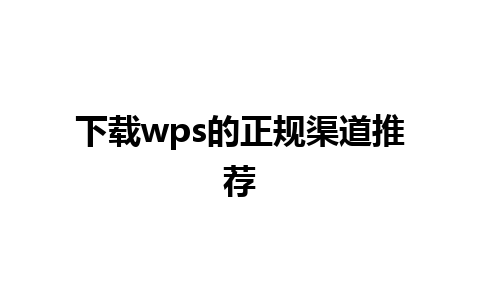 下载wps的正规渠道推荐 