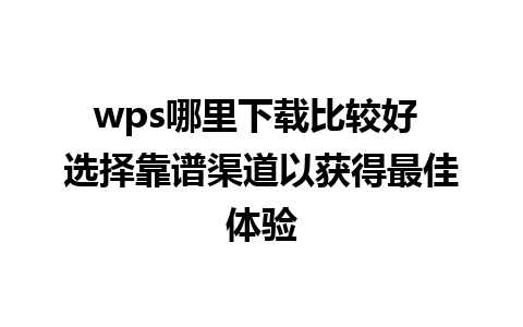 wps哪里下载比较好 选择靠谱渠道以获得最佳体验