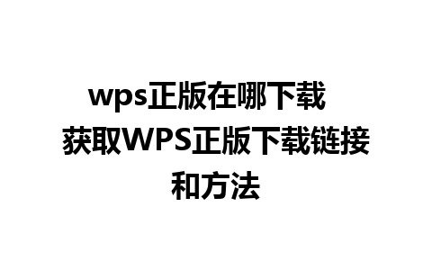 wps正版在哪下载  获取WPS正版下载链接和方法