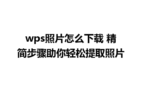 wps照片怎么下载 精简步骤助你轻松提取照片