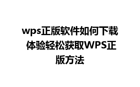 wps正版软件如何下载 体验轻松获取WPS正版方法