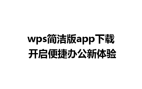 wps简洁版app下载 开启便捷办公新体验