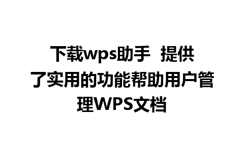 下载wps助手  提供了实用的功能帮助用户管理WPS文档