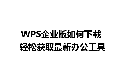 WPS企业版如何下载 轻松获取最新办公工具