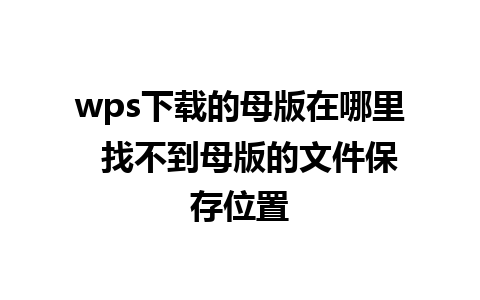 wps下载的母版在哪里  找不到母版的文件保存位置