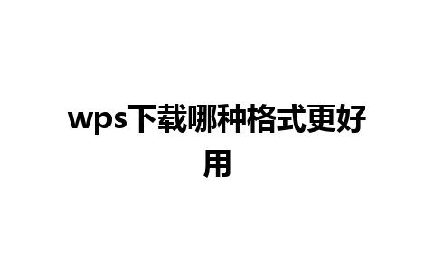 wps下载哪种格式更好用