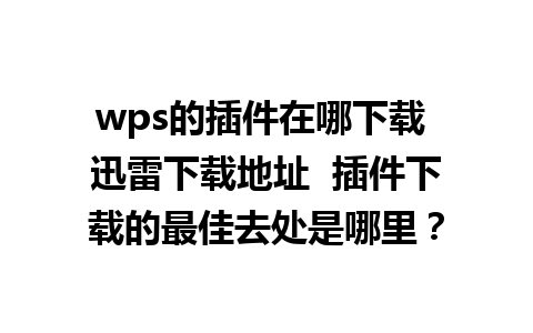 wps的插件在哪下载 迅雷下载地址  插件下载的最佳去处是哪里？