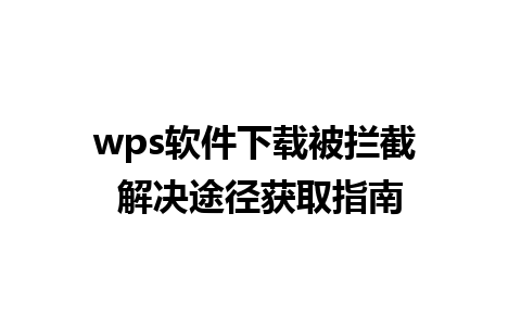 wps软件下载被拦截 解决途径获取指南