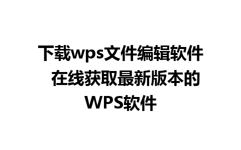 下载wps文件编辑软件  在线获取最新版本的WPS软件