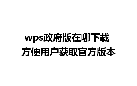 wps政府版在哪下载 方便用户获取官方版本