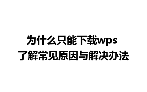 为什么只能下载wps 了解常见原因与解决办法