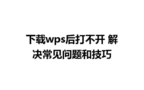 下载wps后打不开 解决常见问题和技巧