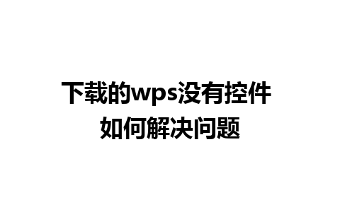 下载的wps没有控件 如何解决问题