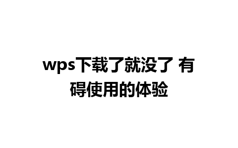 wps下载了就没了 有碍使用的体验