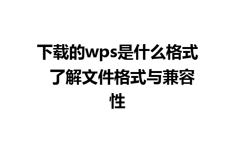 下载的wps是什么格式  了解文件格式与兼容性