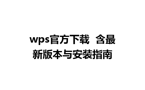 wps官方下载  含最新版本与安装指南