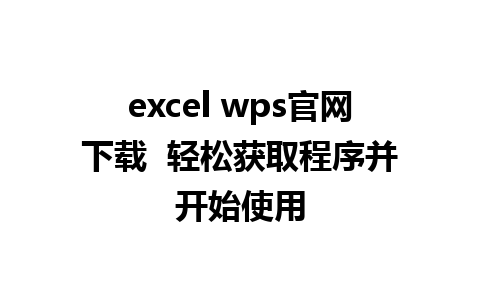 excel wps官网下载  轻松获取程序并开始使用