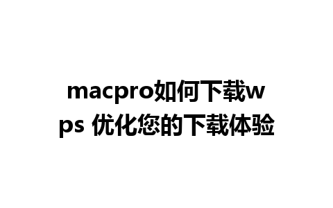 macpro如何下载wps 优化您的下载体验