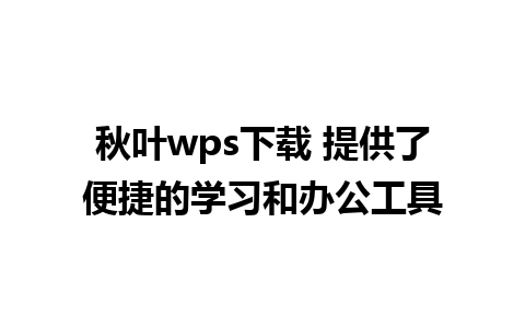 秋叶wps下载 提供了便捷的学习和办公工具