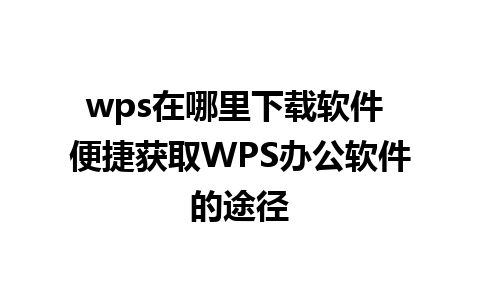 wps在哪里下载软件 便捷获取WPS办公软件的途径