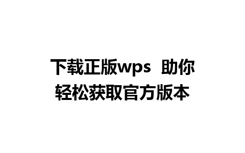 下载正版wps  助你轻松获取官方版本