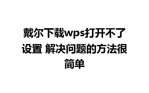 戴尔下载wps打开不了设置 解决问题的方法很简单