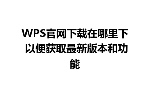 WPS官网下载在哪里下 以便获取最新版本和功能