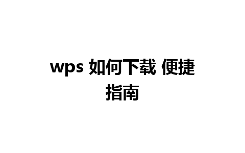 wps 如何下载 便捷指南