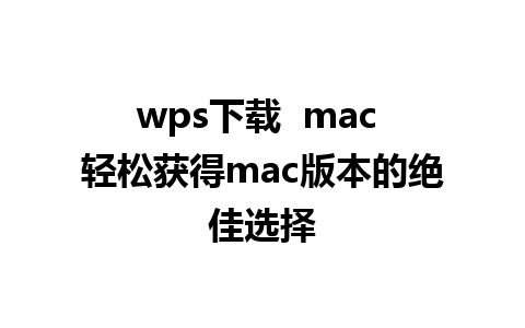 wps下载  mac 轻松获得mac版本的绝佳选择