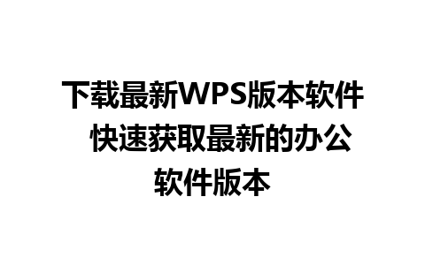 下载最新WPS版本软件  快速获取最新的办公软件版本