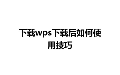 下载wps下载后如何使用技巧